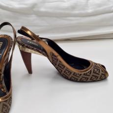 Fendi Brown Fabric Heels