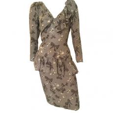Yves Saint Laurent Grey Silk Dress